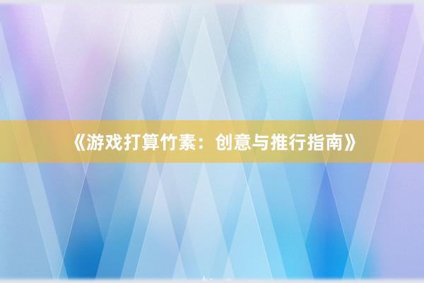 《游戏打算竹素：创意与推行指南》